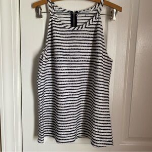 Green Envelope Navy White Striped Tank Halter Top L Nautical Coastal Retro Soft